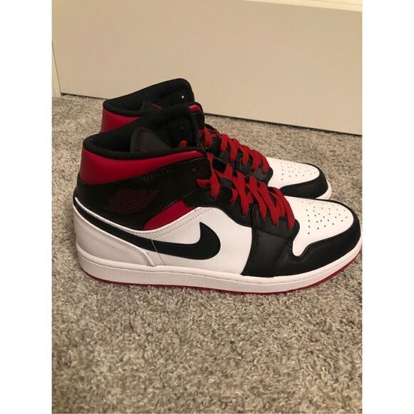 Jordan 1 Mid Black/ Gym Red Men’s Size 10.5 - Picture 2 of 10